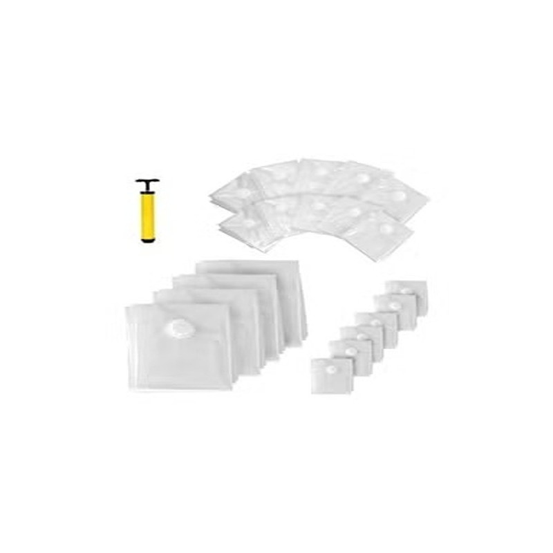Serenelife 20-Piece Vacuum Storage Bag With Hand Pump Clear/Yellow/Black Colour