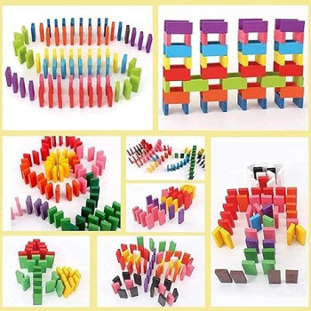 Artbee B07PGH13JG 480-Piece Wooden Domino Building Blocks Set 3+ Years