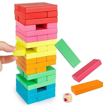 Toyshine 51-Piece Wooden Stacking Block Set