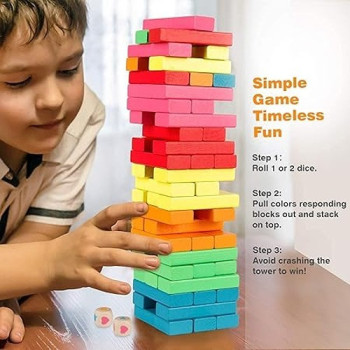 Toyshine 51-Piece Wooden Stacking Block Set