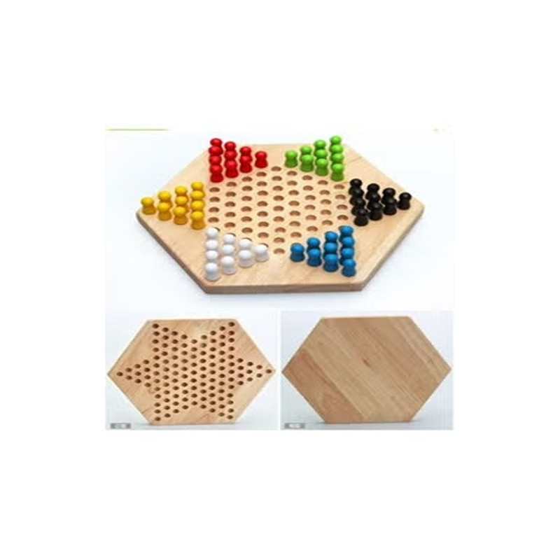 Unique Chinese Wooden Hexagon Checkers Board Game