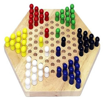 Unique Chinese Wooden Hexagon Checkers Board Game
