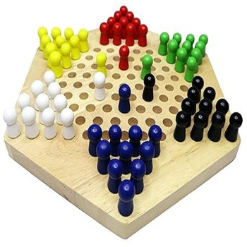 Unique Chinese Wooden Hexagon Checkers Board Game