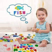 27-Piece Wooden English Alphabet Pegged Puzzle Set