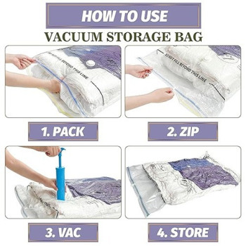 6-Piece Vacuum Seal Storage Pack Bags With Hand Pump Set Multi Color