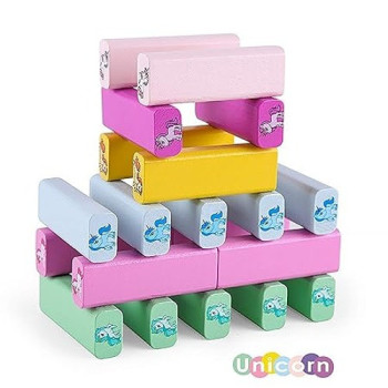 Funblast 54-Piece Unicorn Wooden Stacking Toy For Kids
