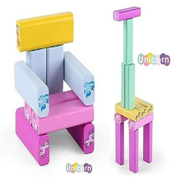 Funblast 54-Piece Unicorn Wooden Stacking Toy For Kids