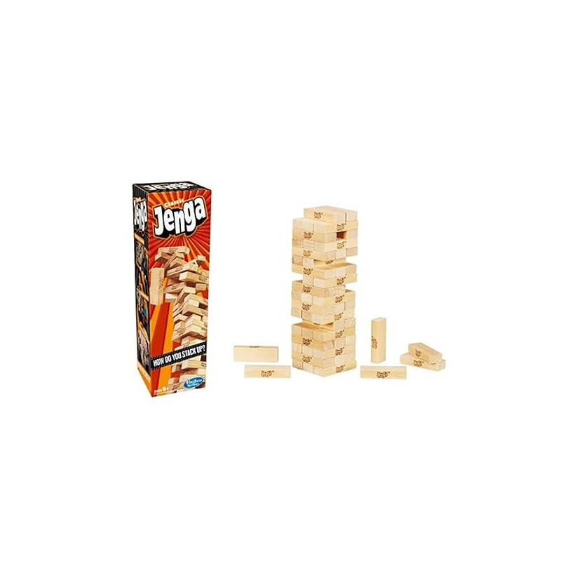 Hasbro 54-Piece Classic Jenga Stacking Block Set 9.84 x 3.94 x 5.91 Inch