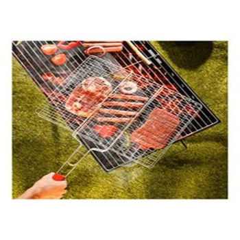Royalford Foldable Portable Stainless Steel Barbecue Grill Indoor And Outoor Silver/Red 40 x 30 x 60cm