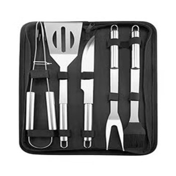 Falpro Pack Of 5 Barbeque Grill Tool Set With Case, Silver/Black, 39 x 11 x 5cm