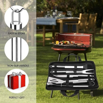Falpro Pack Of 5 Barbeque Grill Tool Set With Case, Silver/Black, 39 x 11 x 5cm
