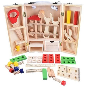 Cytheria 33-Piece Wooden Tool Box Accessories Set