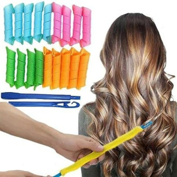 16-Piece Hair Roller And Curler Set Pink/Blue/Green Colour