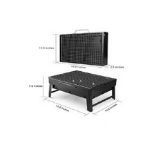 Portable Bbq Charcoal Grill Black 13.77 x 10.75 x 2.45 Inch