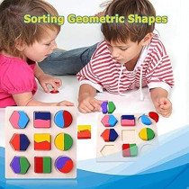 Lw Wooden Geometry Building Blocks Puzzle-B