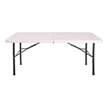 Portable Plastic Folding Table White/Black, 62 x 122 x 74cm
