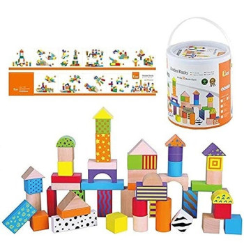 50-Piece Wooden Block Set With Storage Tub