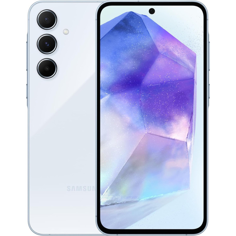 Samsung Galaxy A55 5G, Android Smartphone, Dual SIM Mobile Phone, 8GB RAM, 256GB Storage, Awesome Iceblue