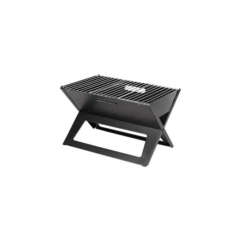 Portable Flat Metal Charcoal Barbeque Stove Outdoor Garden Barbecue Grill, Black Colour