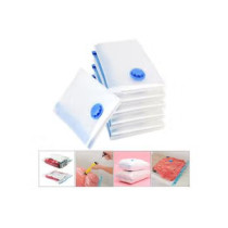 6-Piece Vacuum Reusable Sealer Storage Bag With Suction Pump Clear/Blue Colour, 60 x 80cm