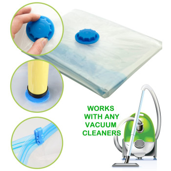 6-Piece Vacuum Reusable Sealer Storage Bag With Suction Pump Clear/Blue Colour, 60 x 80cm