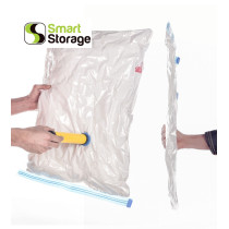 6-Piece Vacuum Reusable Sealer Storage Bag With Suction Pump Clear/Blue Colour, 60 x 80cm