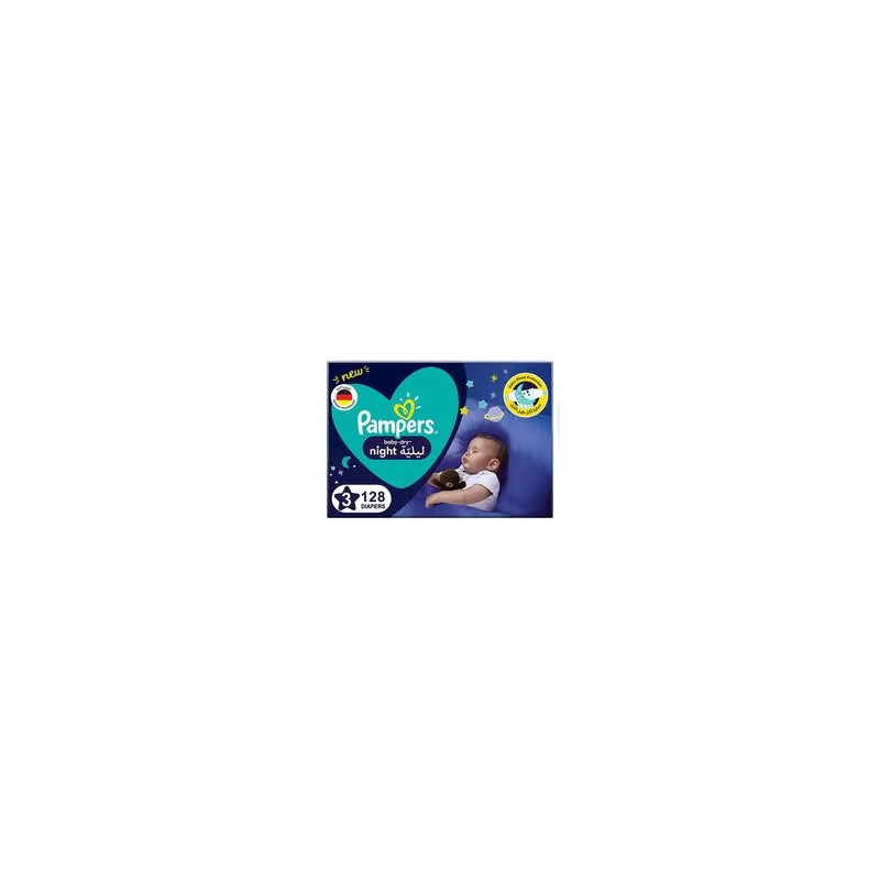 Pampers Baby Dry Night Diapers For Extra Sleep Protection, Size 3 - 128 Count