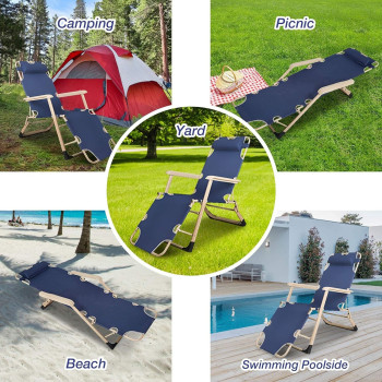 Bjm Foldable Lounge Chair Chaise Bed With Removable Pillow 98.2 x 64.6 x 10.1 Cm