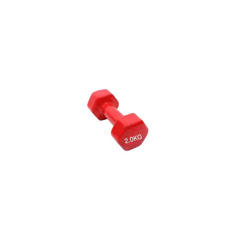 1-Piece Vinyl Weight Lifting Training Dumbbell 2 Kg Each, Red Colour