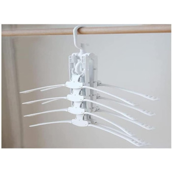 Fashionhome Multilayer Folding Plastic Rotating Clothes Hanger, White Colour