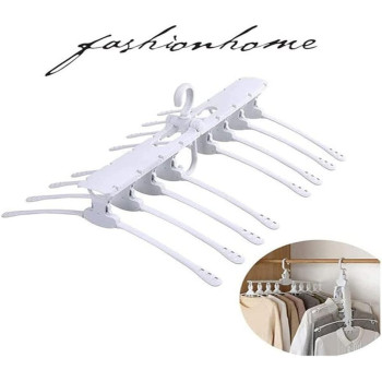 Fashionhome Multilayer Folding Plastic Rotating Clothes Hanger, White Colour
