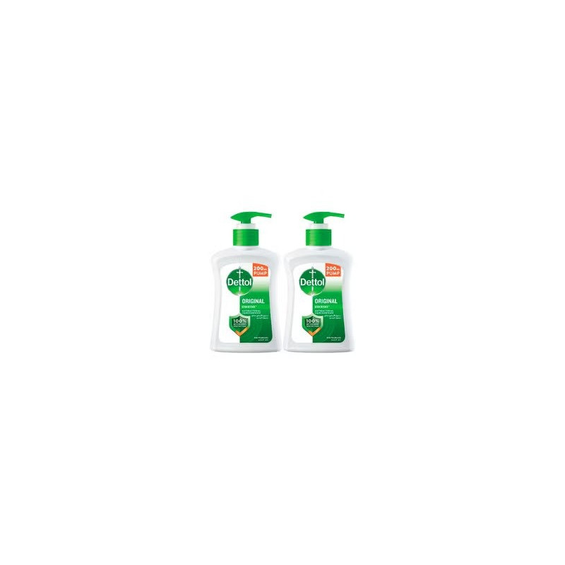 Dettol Original Anti Bacterial Liquid Hand Wash Pine Fragrance Pack Of 2, 200.0 ml
