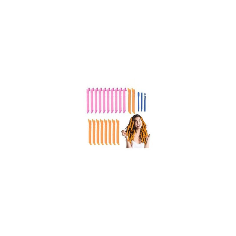 Xiuwoo Heatless Hair Rollers Spiral Curlers Set 55cm, Multicolour