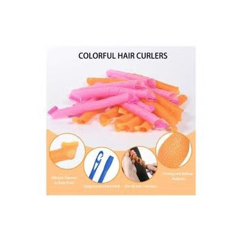 Xiuwoo Heatless Hair Rollers Spiral Curlers Set 55cm, Multicolour