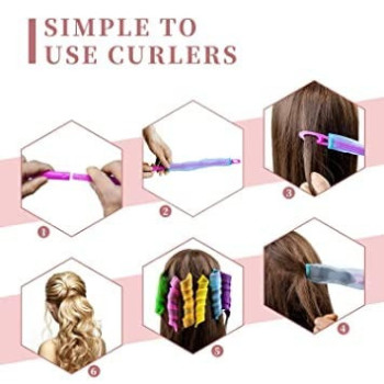 Xiuwoo Heatless Hair Rollers Spiral Curlers Set 55cm, Multicolour