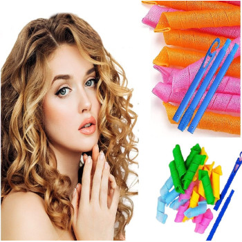 Xiuwoo Heatless Hair Rollers Spiral Curlers Set 55cm, Multicolour