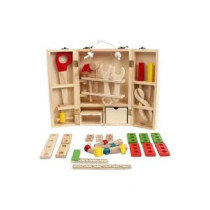 Tool Box Wooden Puzzle Set, Pretend Play Portable Construction Tools Kit Toys For Kids