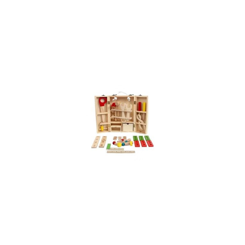 Tool Box Wooden Puzzle Set, Pretend Play Portable Construction Tools Kit Toys For Kids
