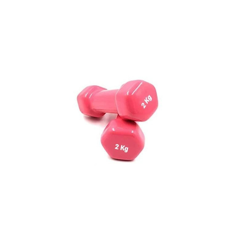 Classical Head Vinyl Dumbbell, Set Of 2, 2 Kg Each