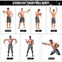 Mpow Resistance Bands, Fitness Tubes Set, With Door Anchor, Ankle Straps, Carrying Pouch For Losing Body, Strengthening, Shaping Body, Rehabilitative Exercises (12 Pieces)