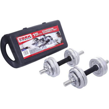 York Fitness Chrome Dumbbell Set Of 2, 15 Kg Each
