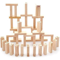 Unique 54-Piece Wooden Domino Toys Tower Set For 3+ Years