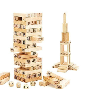Unique 54-Piece Wooden Domino Toys Tower Set For 3+ Years