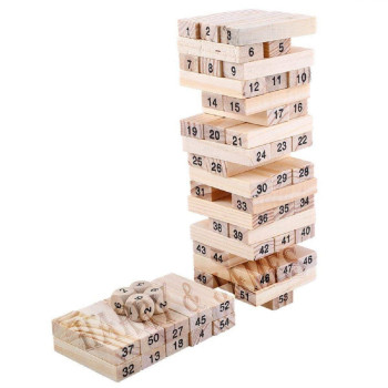 Unique 54-Piece Wooden Domino Toys Tower Set For 3+ Years
