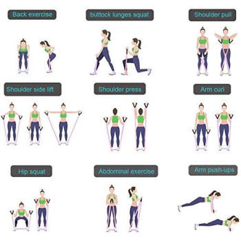 Tpr 11-Piece Resistance Band Set Exercise Workout With Carry Bag, Door Anchor And Handles, 25cm