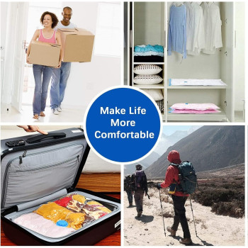 7-Piece Vacuum Storage Bag With Suction Pump Clear/Blue/Black Colour, 70 x 100cm