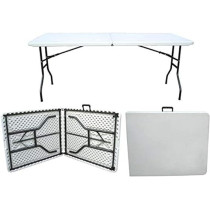 Foldable Rectangular Table White/Black
