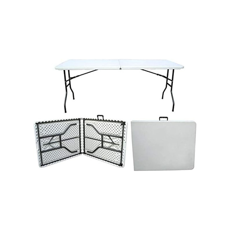 Foldable Rectangular Table White/Black