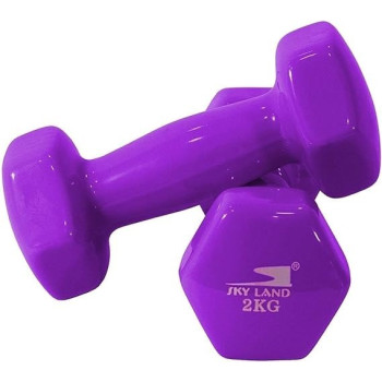 Set Of 2 Classic Head Dumbells 1 Kg, Purple