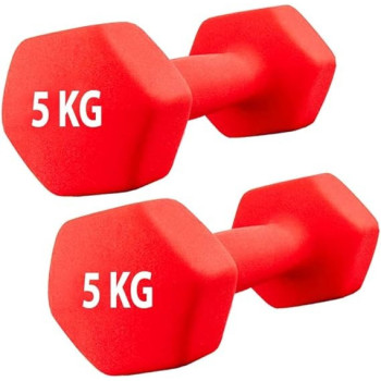 2-Piece Hexagon Vinyl Dumbbells Set, 5 Kg Each